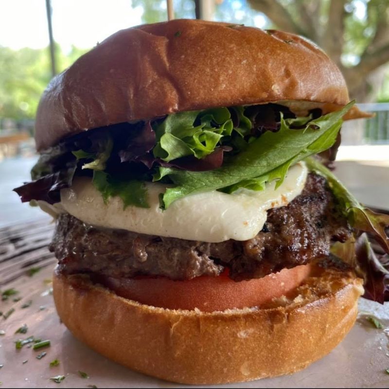 The Americano Burger Stacked with Toppings