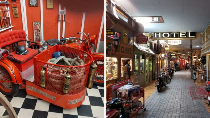 Nearly 200 vintage motorcycles are displayed inside this massive Pennsylvania barn