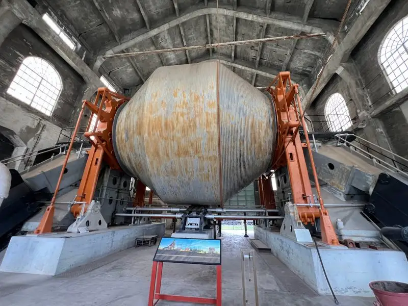 The massive steam hoist house