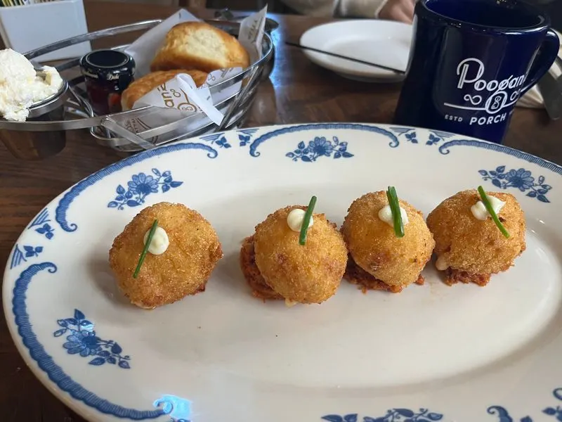 Pimento Cheese Fritters with Bacon Jam