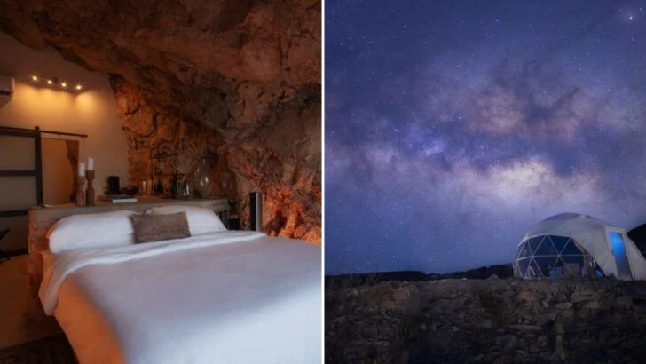 Texas has a luxury cave hotel carved into a mountain where you can see the Milky Way from bed