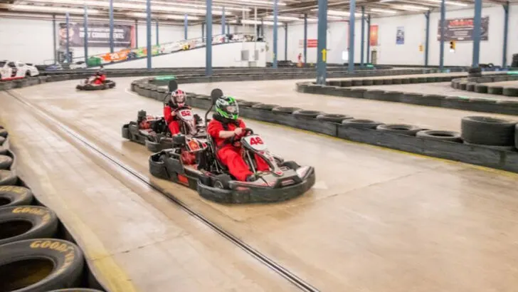 This indoor go-kart track in North Carolina is a fun change from the usual weekend routine all year long