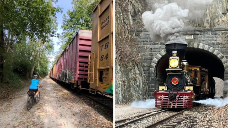 A 21-mile bike trail in Pennsylvania passes through the oldest railroad tunnel still in use