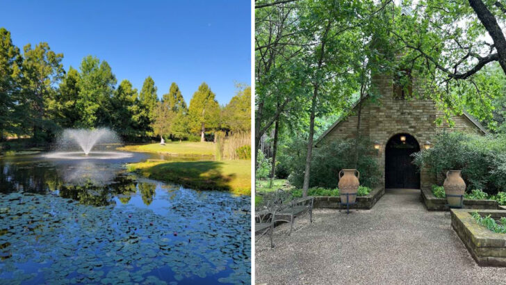 A 50-Acre Botanical Paradise in Texas Has Waterfalls, a Chapel, and a Miniature Train Running Through It