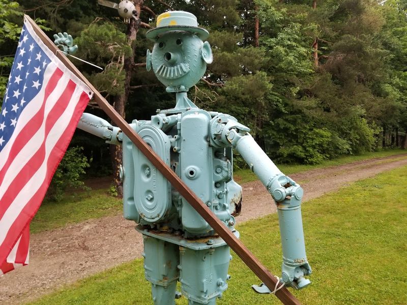 The Patriotic Man Made from Engine Parts
