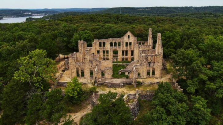 These Castle Ruins in Missouri Sit High Above One of the Bluest Springs in the Ozarks