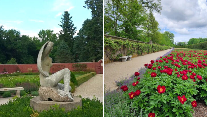 This Breathtaking Illinois Park Hides Over 100 Sculptures Inside Sunken Gardens And Ancient Woods Frozen In Time