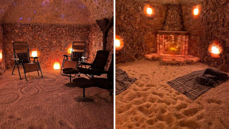 This Georgia Spa Has a 433-Square-Foot Himalayan Salt Cave With Zero-Gravity Chairs and Glowing Pink Walls