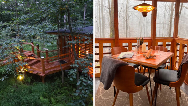 This Pennsylvania Restaurant Serves Dinner in Private Treehouse Pods High Above the Woods