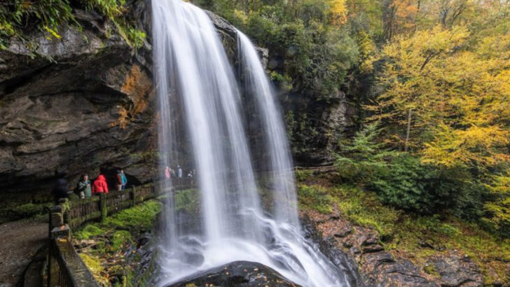 A 65-Foot Waterfall in North Carolina Lets You Walk Directly Behind the Cascading Water Without Getting Wet