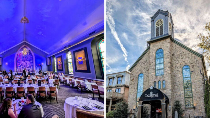 A Historic 1872 Stone Church in Pennsylvania Was Turned Into a 9,000 Square Foot Restaurant and It Is Stunning