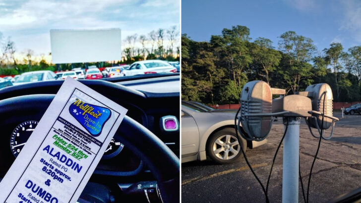 A Massachusetts Drive-In From 1957 Still Uses Its Original Window Speakers and Has the Last Playground Under the Screen in the State