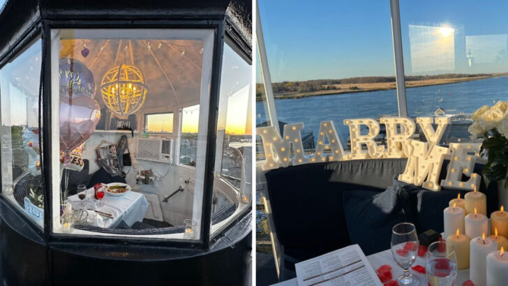A Massachusetts Lighthouse Serves Private Dinners in a Tiny Glass Room at the Very Top With 360 Degree Views
