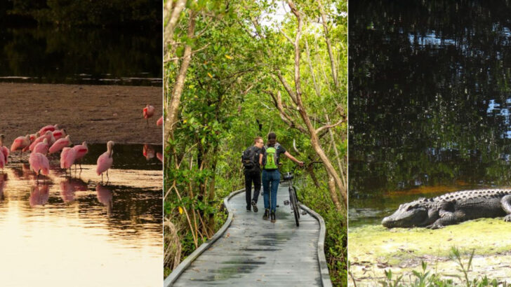 A Wildlife Drive in Florida Passes Roseate Spoonbills, Alligators, and Manatees and Costs Just a Dollar