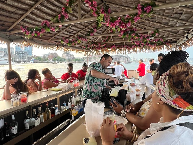 A Full Bar With Creative Tropical Drinks On Board