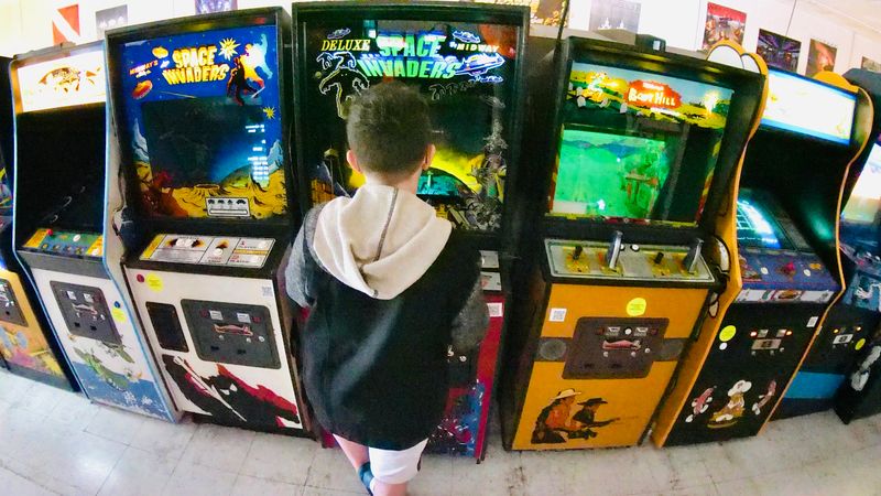 Classic Arcade Video Games Alongside the Pinball Machines