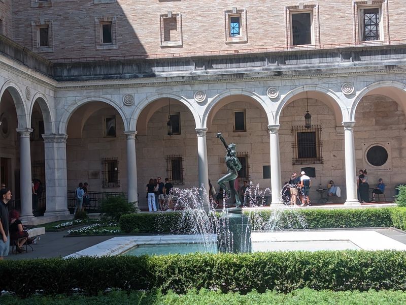 The Central Courtyard with Its Arcaded Garden and Fountain