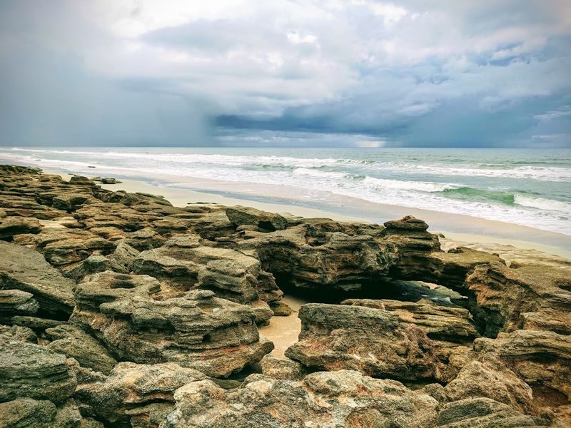 The Coquina Rock Formations Along The Shore