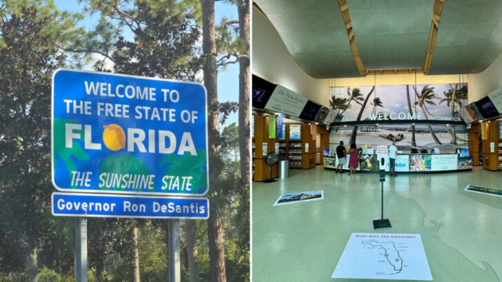 The Most Beautiful Sight in the World Is the Blue-and-Orange Sign That Greets You Seconds After Crossing Into Florida on I-75