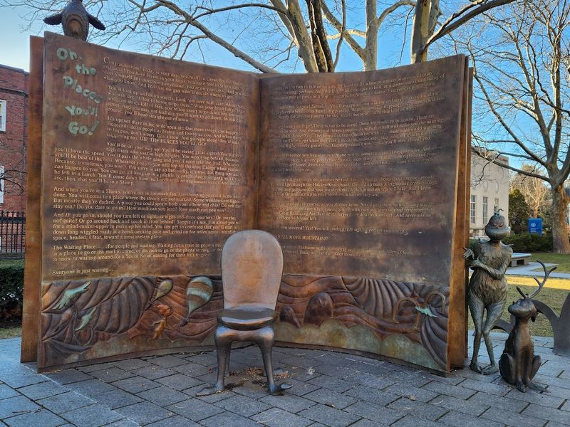 The Giant Book sculpture with Dr. Seuss quotes