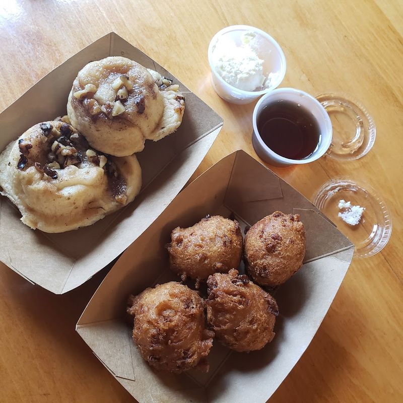 The Famous Pecan Rolls and Corn Fritters