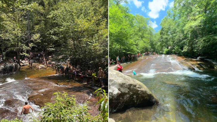This 60 Foot Rock Water Slide in North Carolina Feels Like Nature Built Its Own Water Park