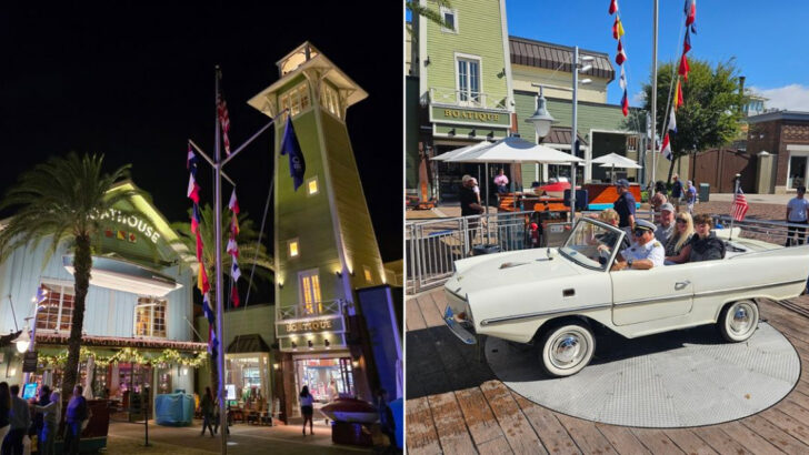 This Florida Restaurant Has Vintage 1960s Amphicars That Drive You Straight Into the Lagoon Before Dinner