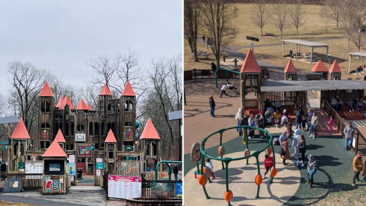 This Giant Wooden Castle Playground in Pennsylvania Feels Straight Out of a Storybook