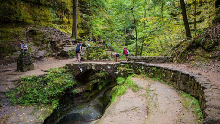 This Ohio Trail Rewards Hikers With a Huge Cave and a Surprisingly Peaceful Waterfall