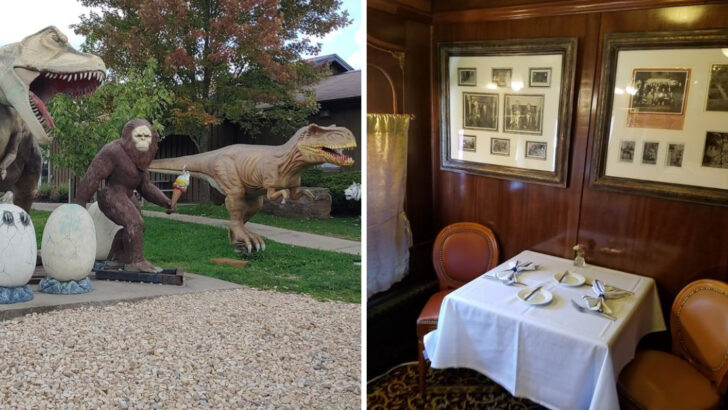 You Can Eat In A Train Car, Play Mini Golf, And Spot Dinosaurs At This Pennsylvania Roadside Stop