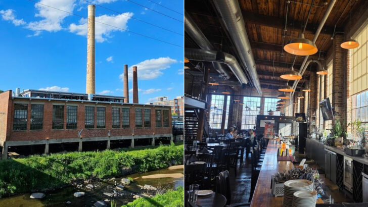You Can Eat Inside a Restored North Carolina Mill Where the Original Brick Still Shows Old Machine Scars