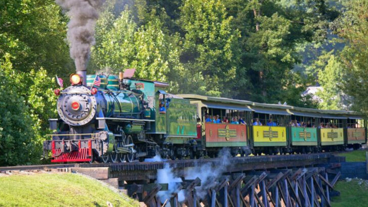 You Can Ride a Historic Steam Train Through the Mountains and Experience a Wild West Adventure at This North Carolina Theme Park