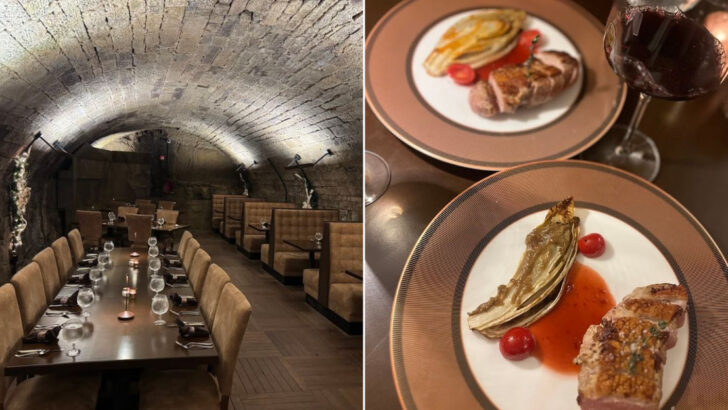 You Ride an Elevator 30 Feet Underground to Reach This Ohio Restaurant Built Inside Real Stone Caverns