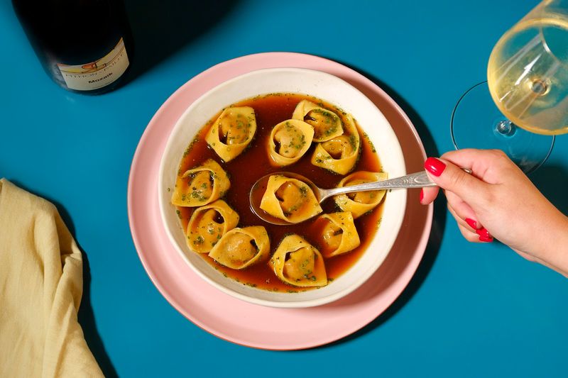 Tortellini in Brodo with Foie Gras and Duck Prosciutto