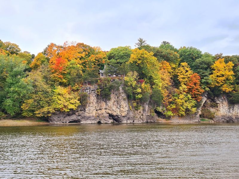 Dramatic Limestone Bluffs That Tower Above The Cedar River