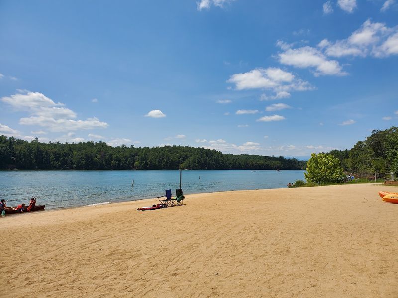 Cool water and mountain backdrop at Lake James State Park