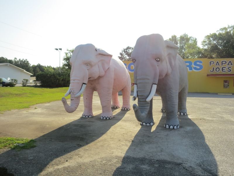Pink & Gray Elephant Statues - Hardeeville