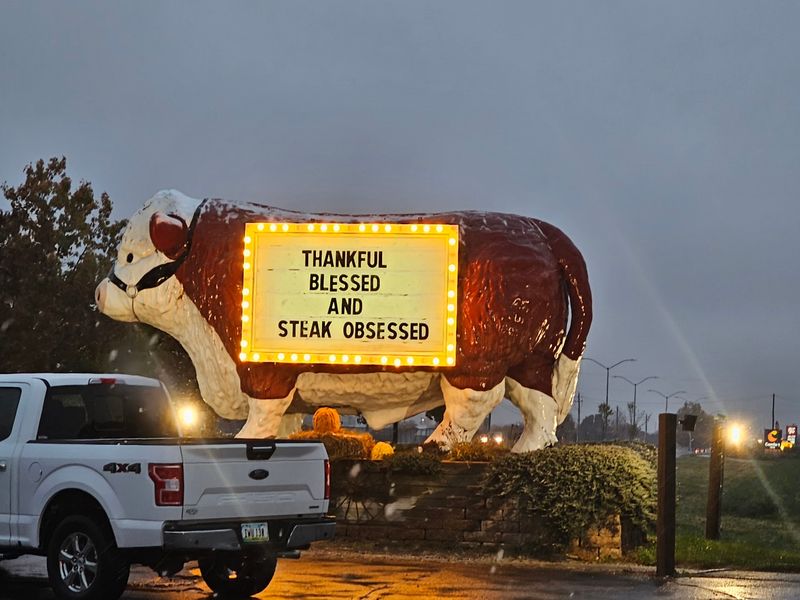 A Giant Steer Sets the Mood Before Dinner