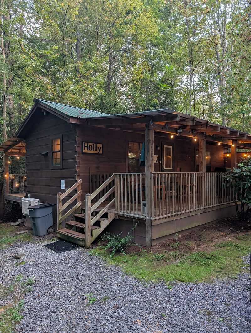 Private Porch Evenings at Hot Springs Log Cabins
