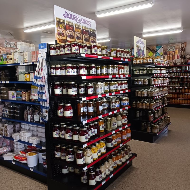 Shelves Filled with Amish Pantry Favorites