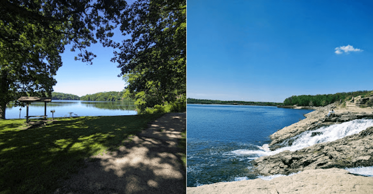 This Iowa State Park Pairs A Blue Lake With Dramatic Limestone Bluffs