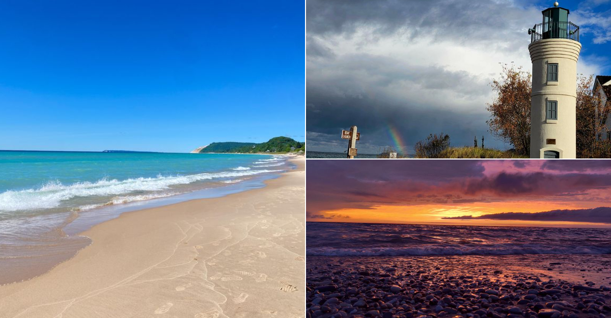 This Michigan Beach Pairs Sleeping Bear Dunes Views With A Lighthouse And Lake Michigan Sunsets