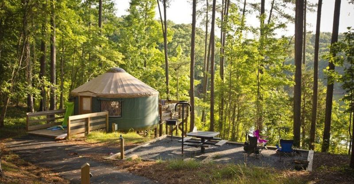Why Travelers Are Swapping Hotel Rooms for These Lakeside Georgia Yurts