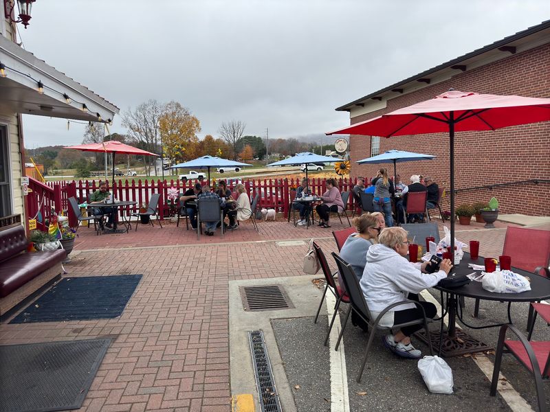 Patio Seats With A Mountain-Town View