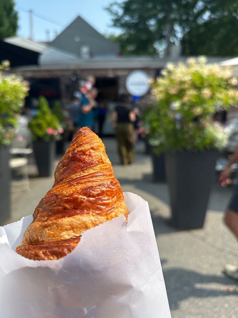 Pumpkin Spice Latte + Croissant at LA SAISON Bakery, Boston