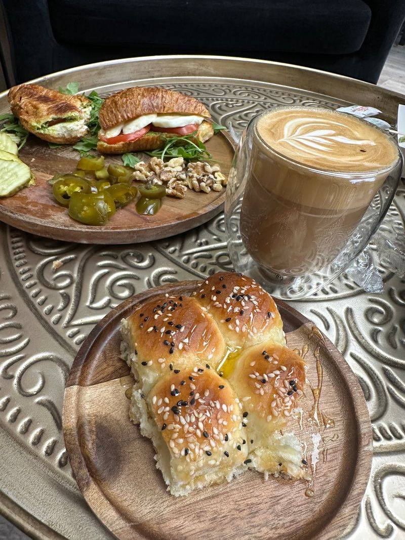 Pumpkin Latte + Honey Comb Bread at Cafe Tamra, West Springfield