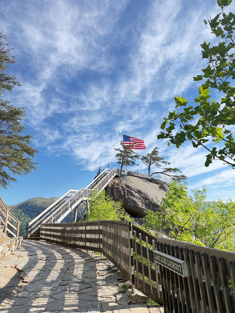 Hickory Nut Falls Trail in Chimney Rock Village, Rutherford County,