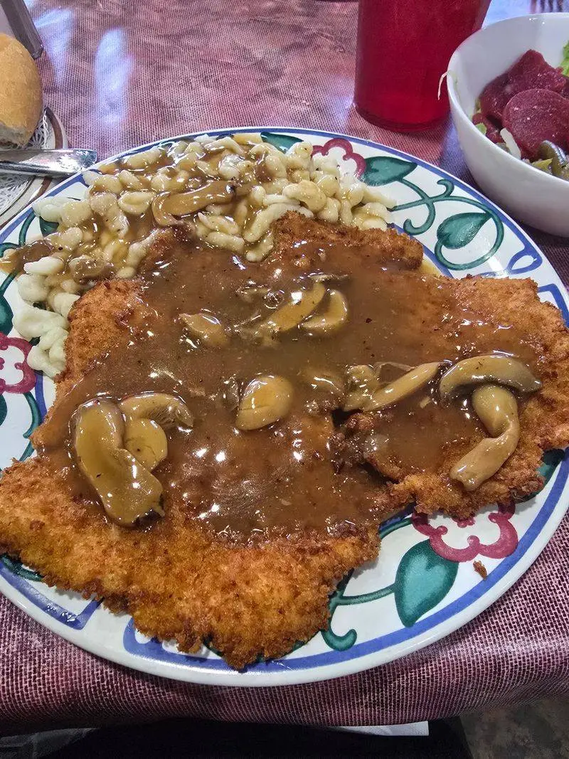 Jager Schnitzel Smothered in Mushroom Magic