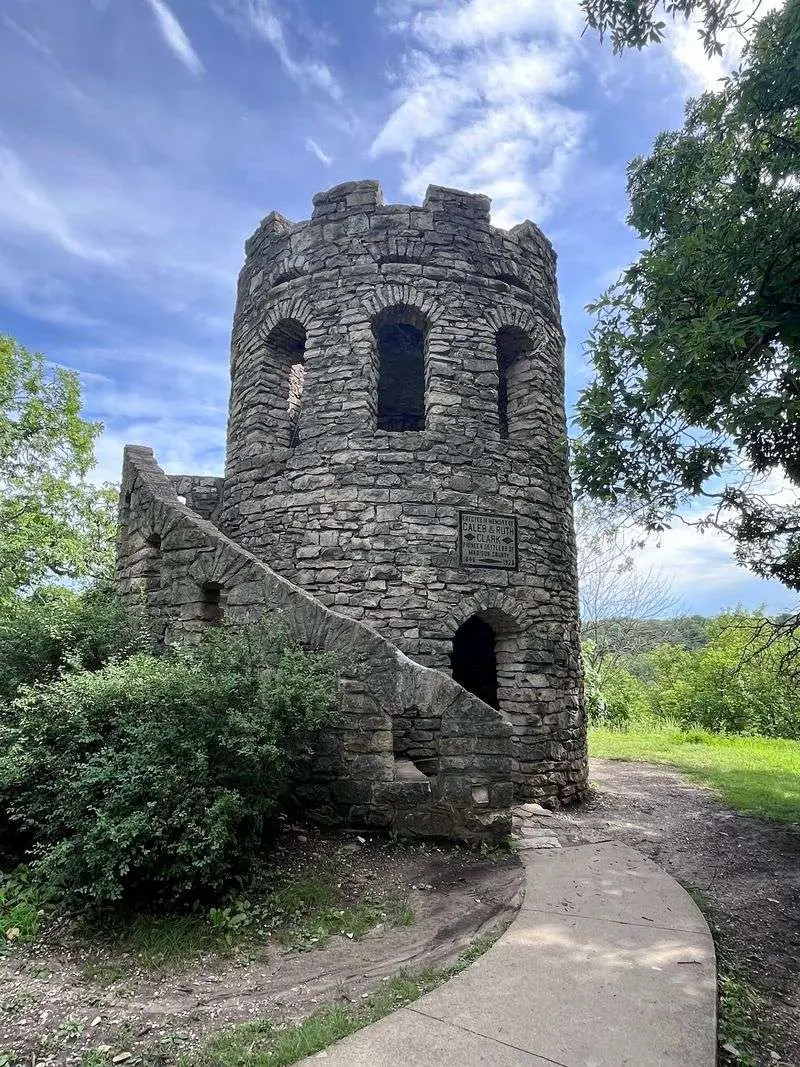 The Mysterious Stone Tower Rising Above Winterset City Park