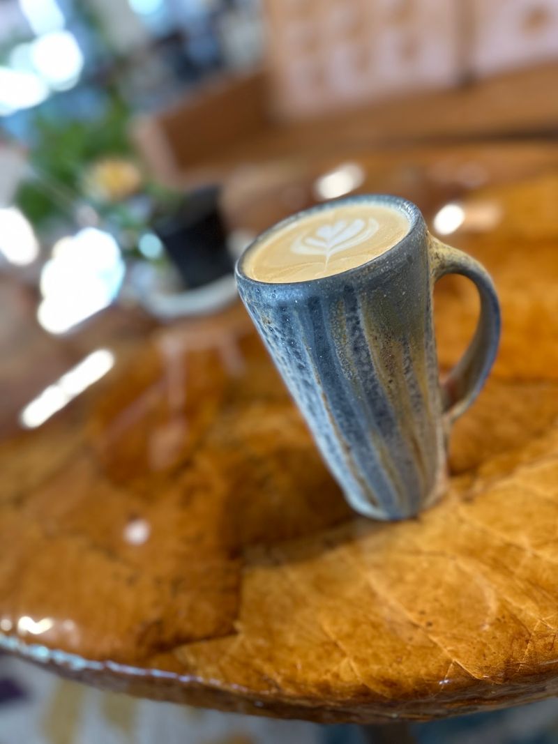 Pumpkin Spice Latte + Pumpkin Spice Macaron at Larema Coffee House, Wilson